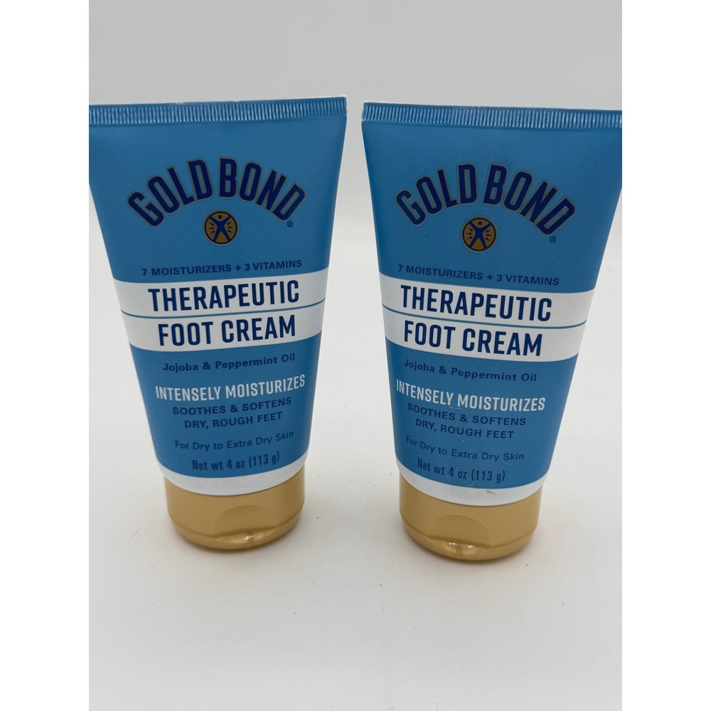 Lot of 2 Gold Bond Therapeutic Foot Cream 4oz Jojoba Peppermint Oil
